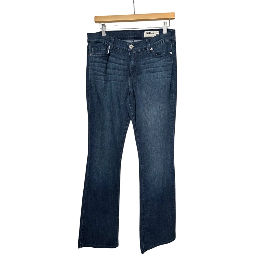 Pistola Brennan Bootcut Jeans Dark Wash  Whiskered Mid Rise Stretch  Size 30